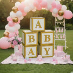 Kit Cubo Baby Mdf 4 Peças Chá Revelação Dourado