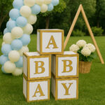 Kit Cubo Baby Mdf 4 Peças Chá Revelação Dourado