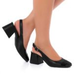 Scarpin Sapato Slingback Feminino Salto Grosso