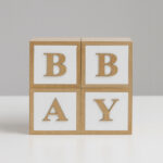 Kit Cubo Baby Mdf 4 Peças Chá Revelação Dourado