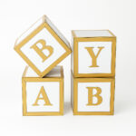 Kit Cubo Baby Mdf 4 Peças Chá Revelação Dourado